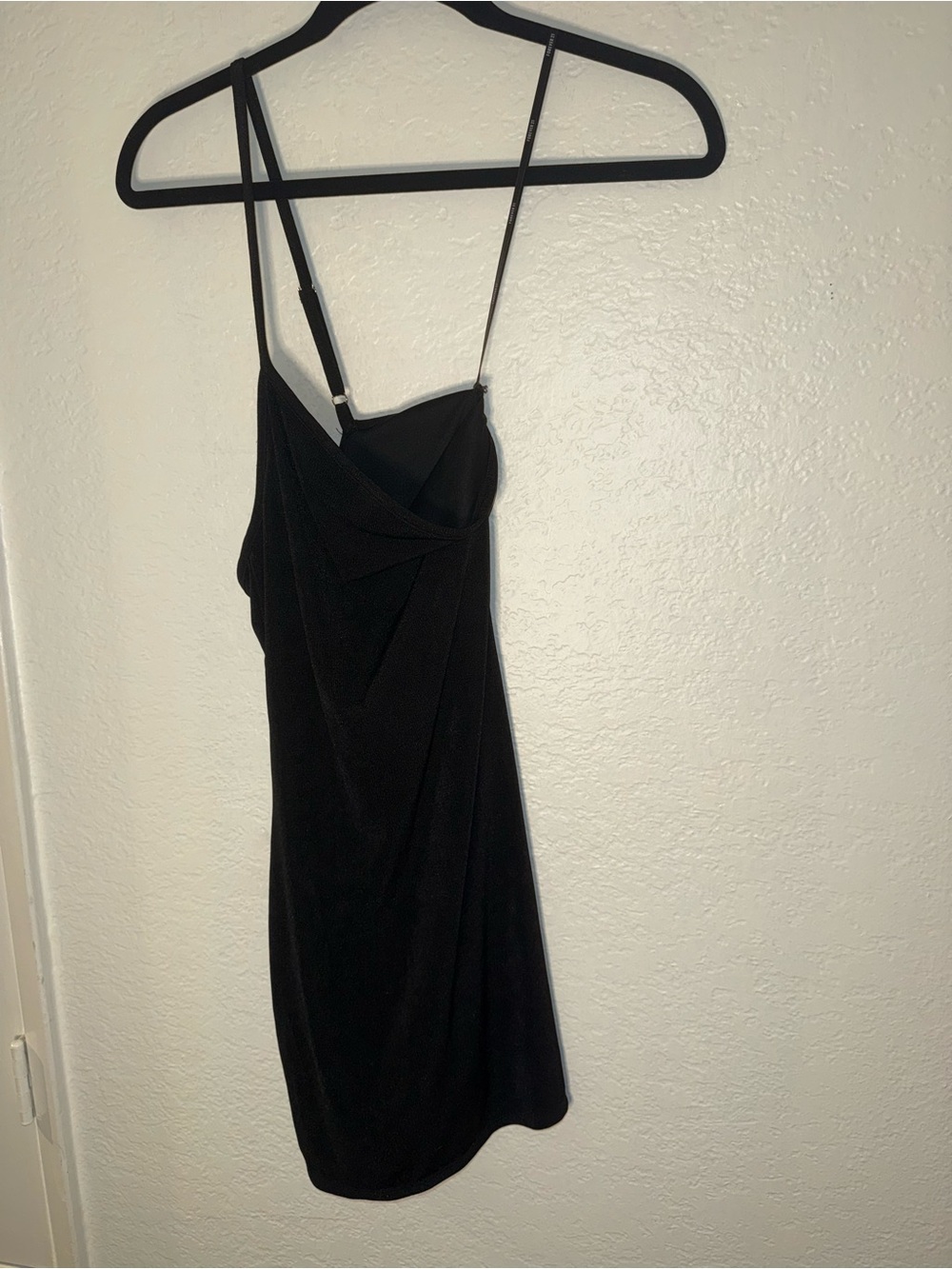Forever 21 Black Asymmetric Slip Dress with Spaghetti Straps